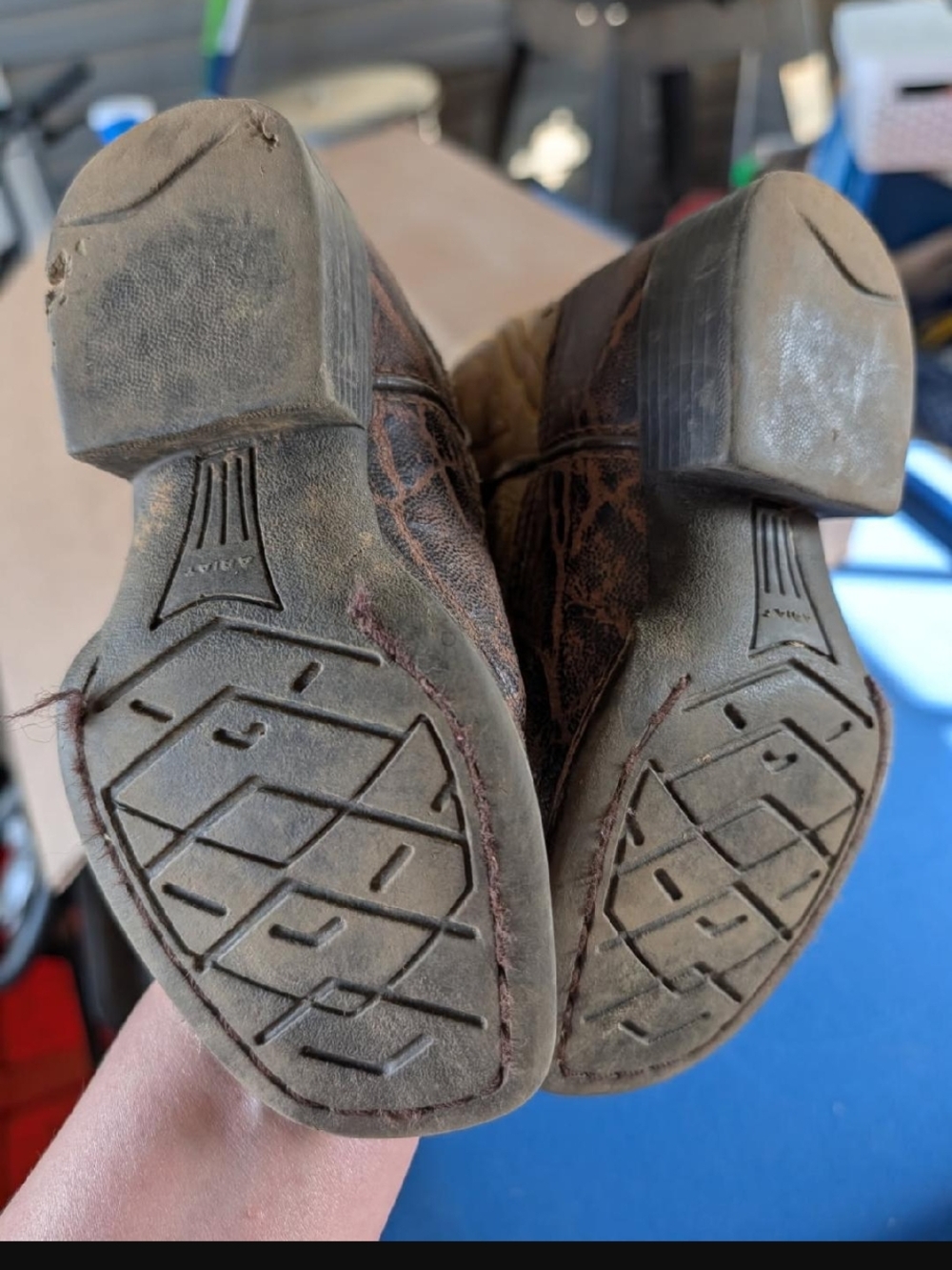 Kids Ariat Brown Leather Western Boot Interior Label - Picture 5 of 6